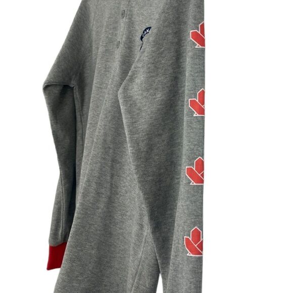 Arborist unisex Canada Grey Embroidered Waffle Knit Long Sleeve Henley US M - Picture 4 of 6